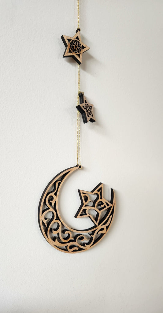 Crescent moon and star Eid decorations