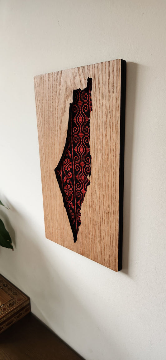 Palestine map Tatreez Inlay Wooden Wall Art