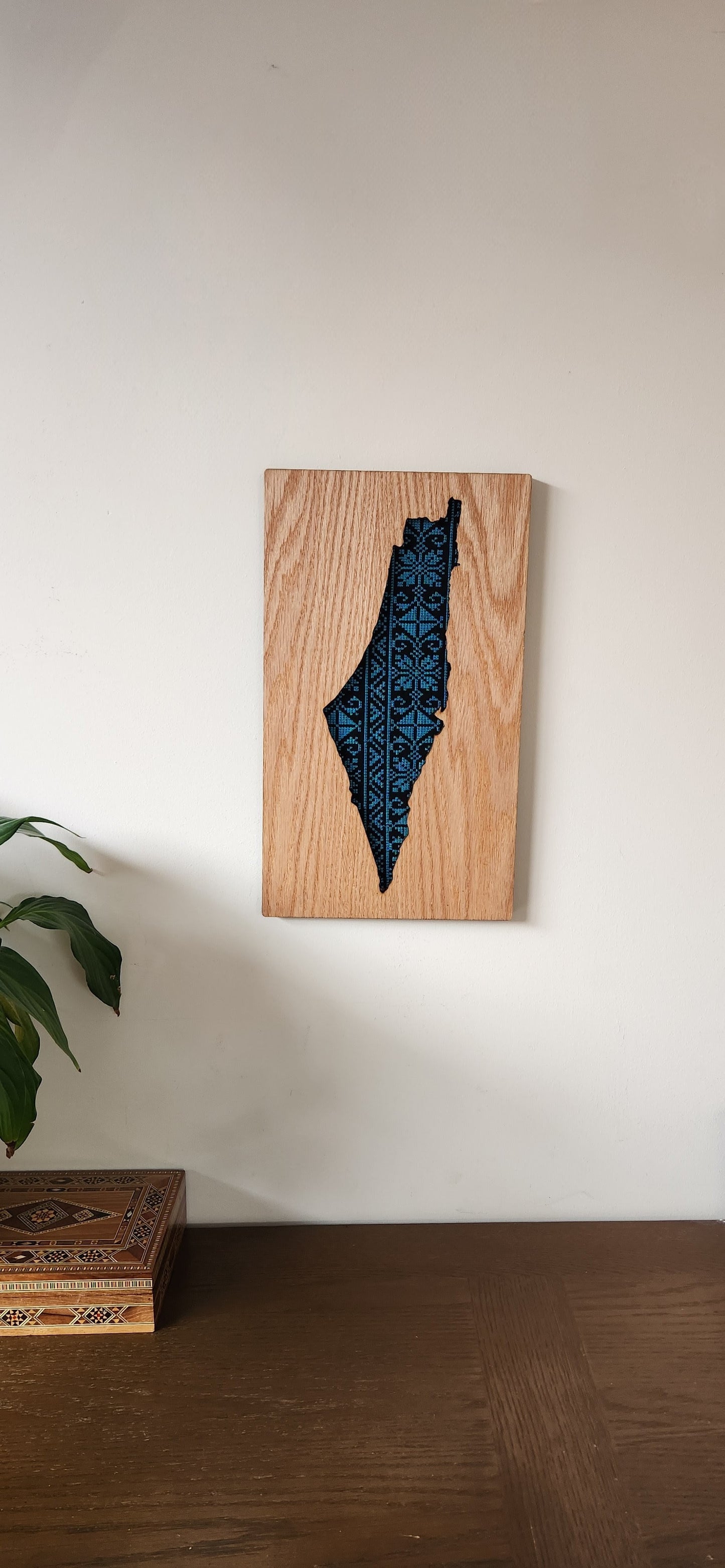 Turquoise & Black Tatreez Map of Palestine Wall Art