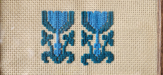 Tatreez Blue Glass/Cup Motif from Hebron