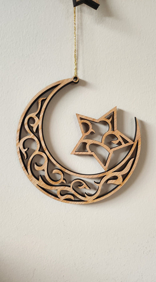 Crescent moon and star Eid decorations