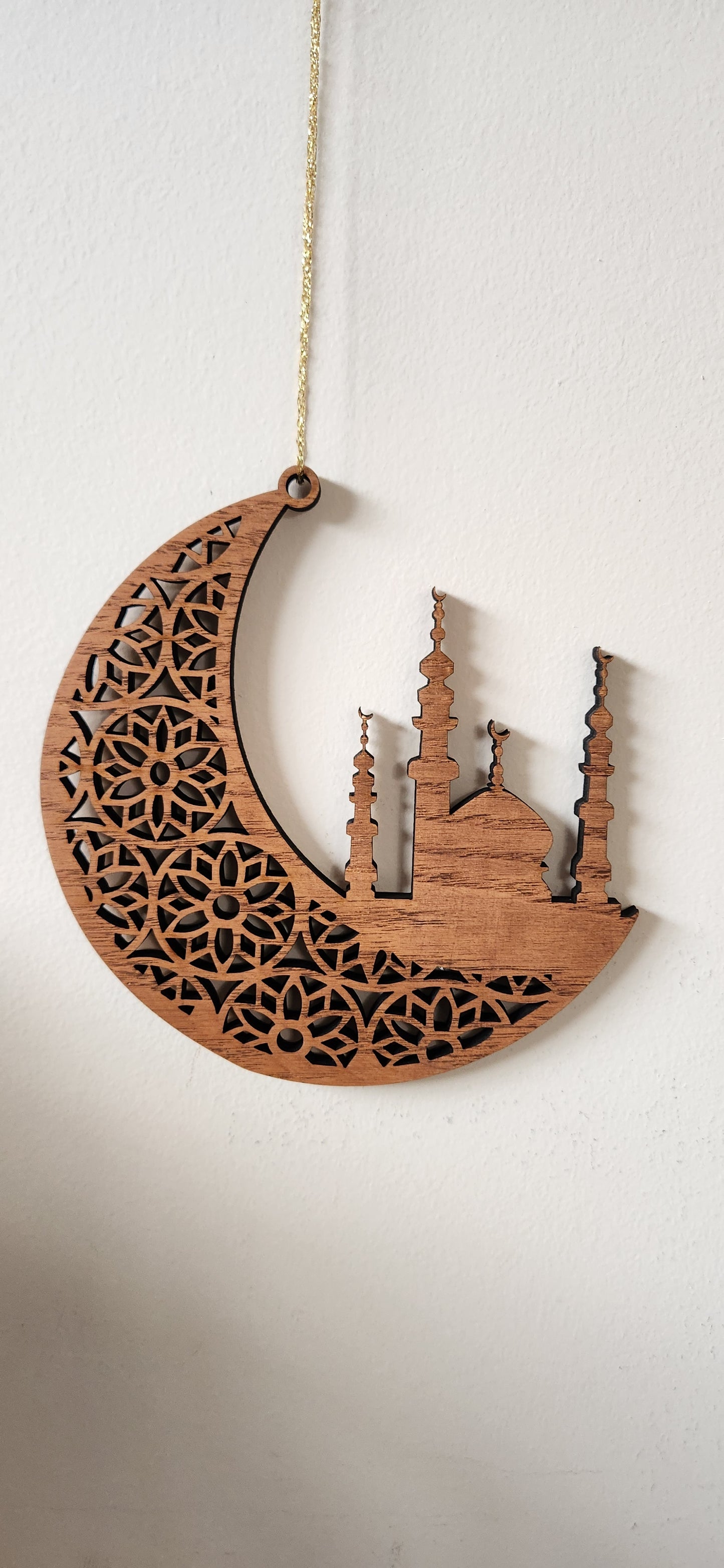 Laser-Cut Crescent Moon & Mosque Ramadan / Eid Wall Hanging