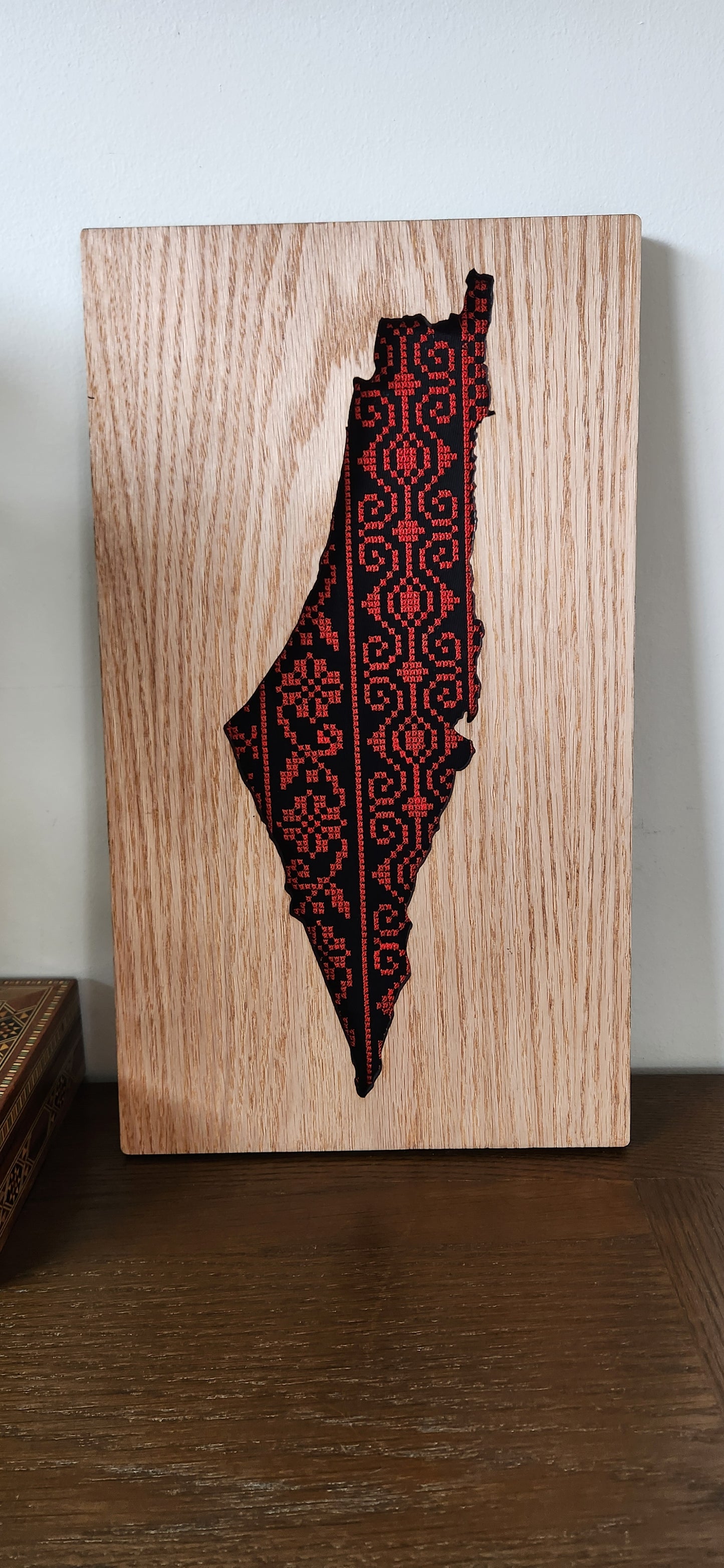 Palestine map Tatreez Inlay Wooden Wall Art
