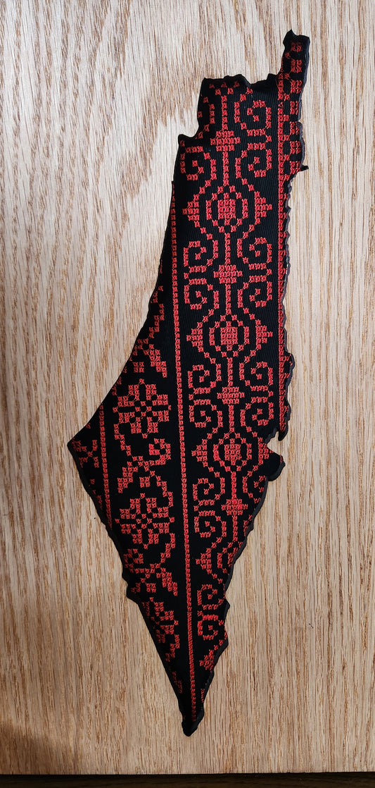 Palestine map Tatreez Inlay Wooden Wall Art