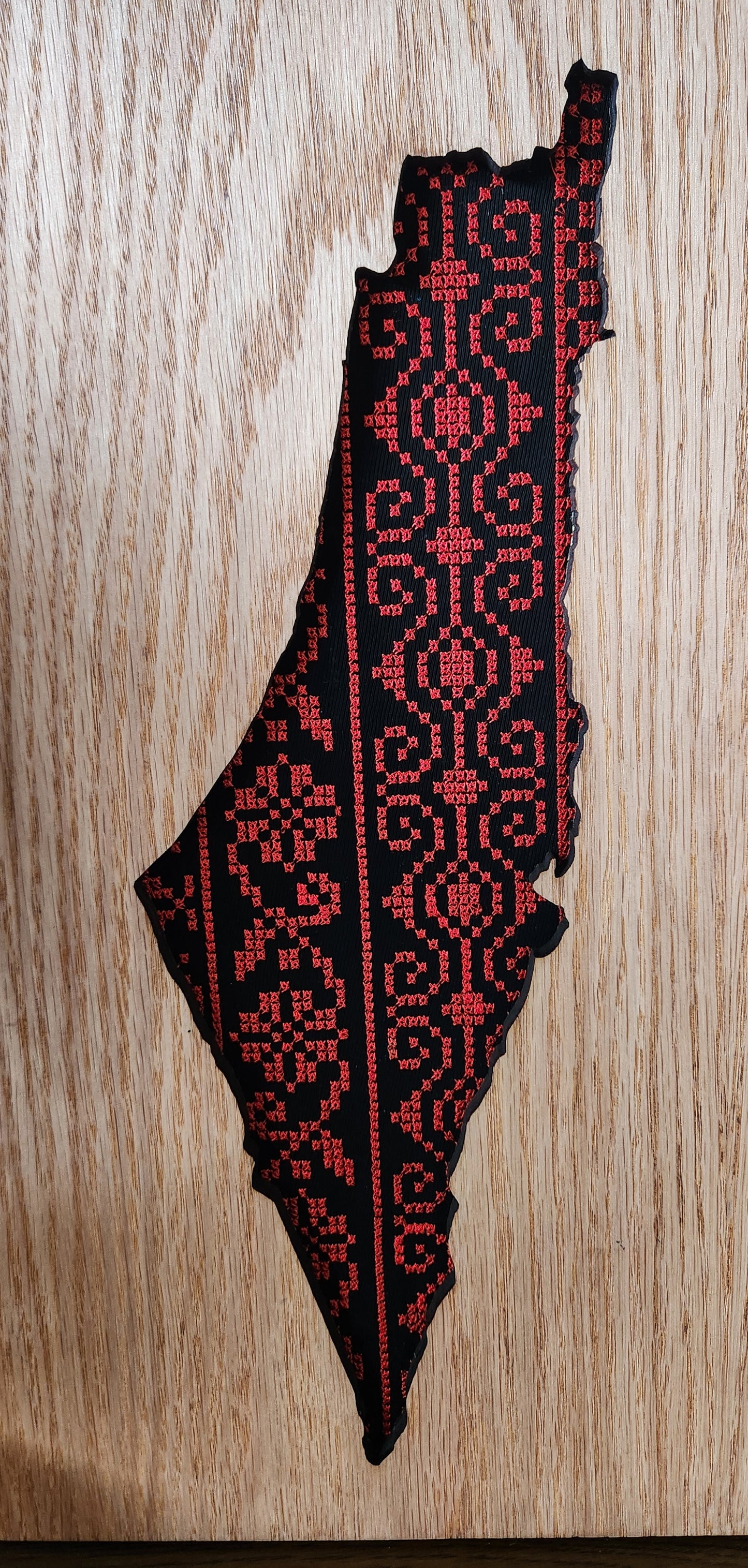 Palestine map Tatreez Inlay Wooden Wall Art