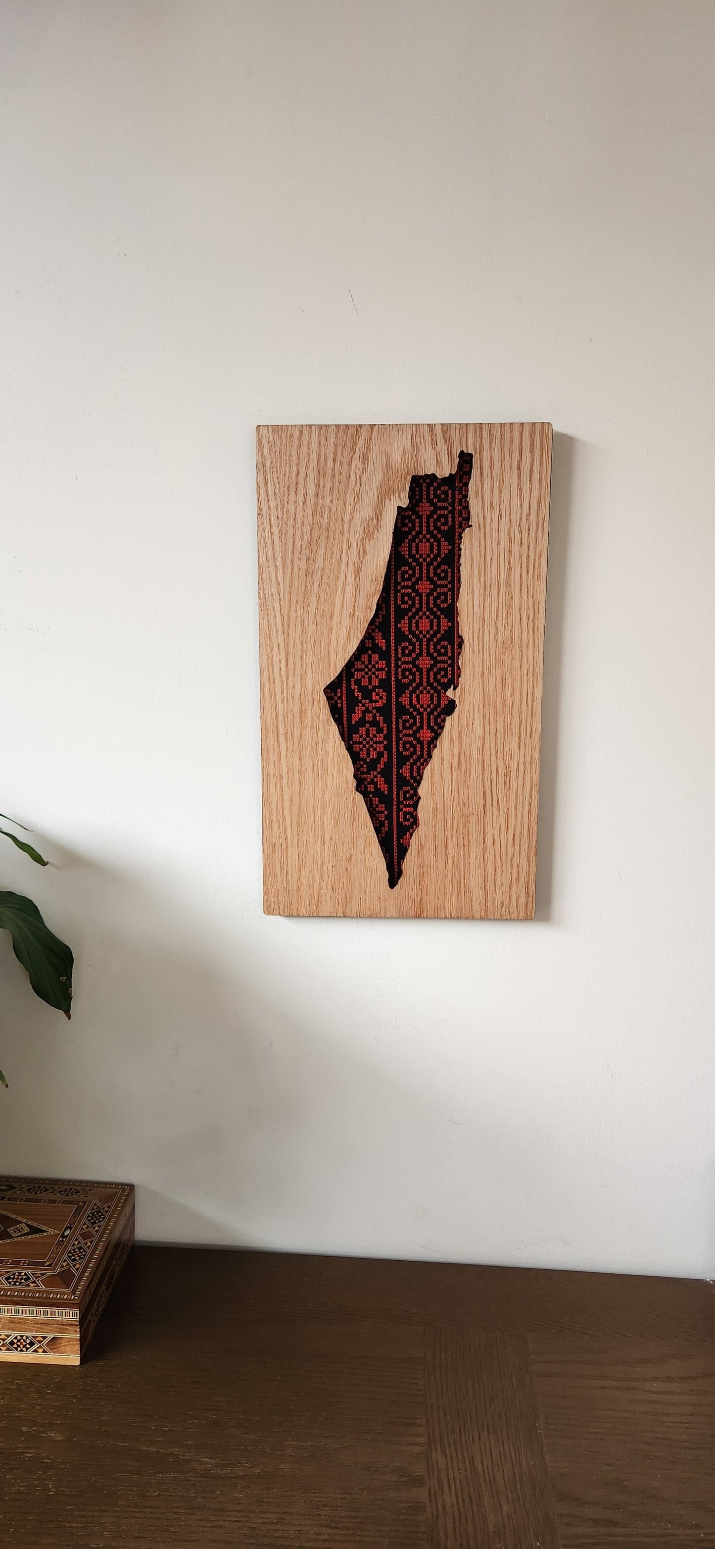 Palestine map Tatreez Inlay Wooden Wall Art